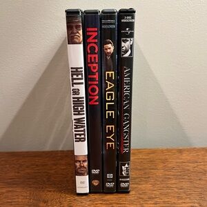 Lot of 4 DVDs - Hell or High Water, Inception, Eagle Eye, American Gangster
